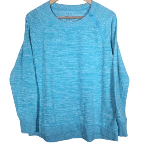 Gerry sweater crew neck side zip collar blue sz. L - Picture 6 of 8